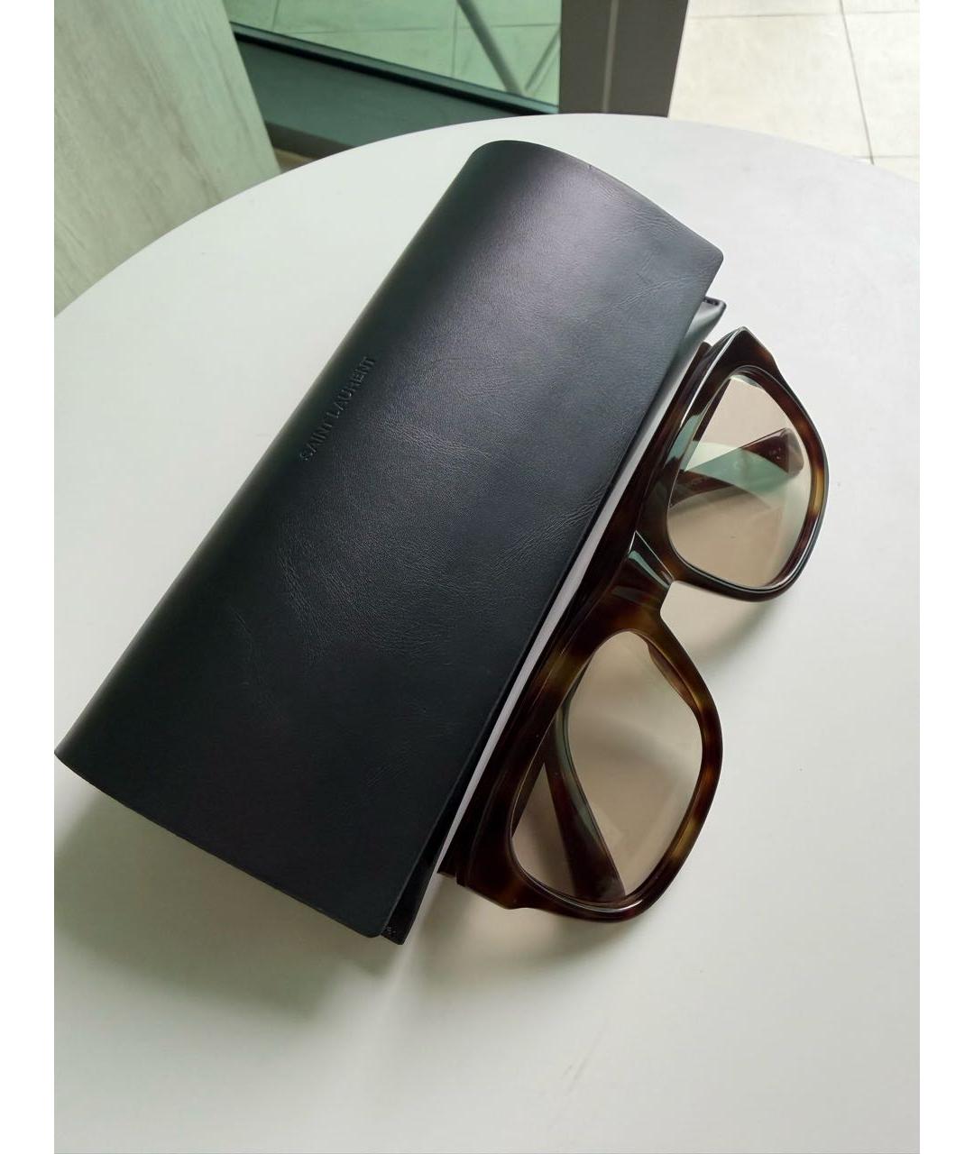 SAINT LAURENT Коричневые пластиковые солнцезащитные очки, фото 3