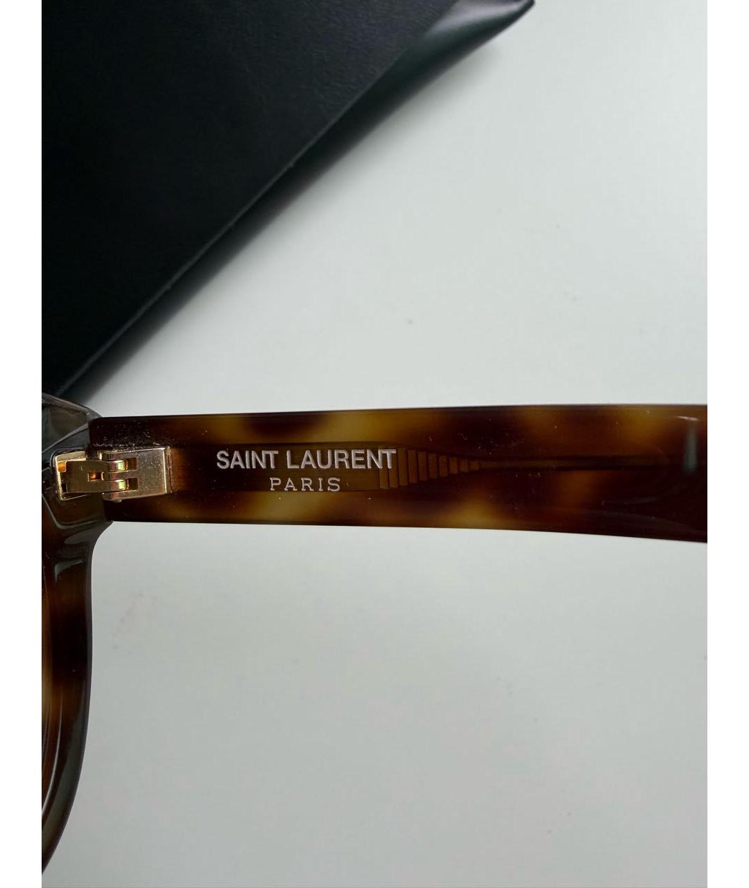 SAINT LAURENT Коричневые пластиковые солнцезащитные очки, фото 6