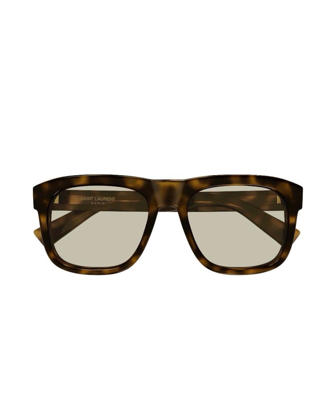 SAINT LAURENT Коричневые пластиковые солнцезащитные очки, фото 8