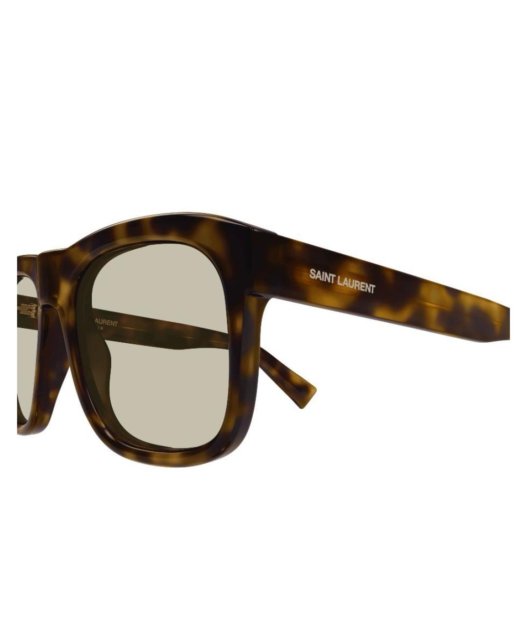 SAINT LAURENT Коричневые пластиковые солнцезащитные очки, фото 2