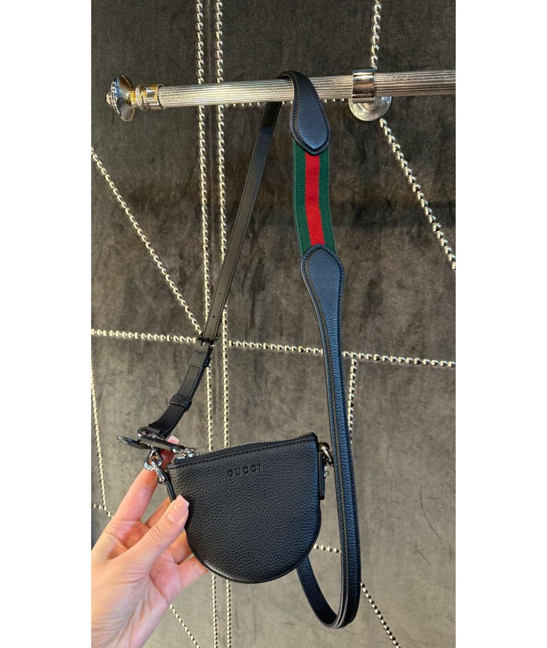 GUCCI Черная кожаная сумка через плечо, фото 2