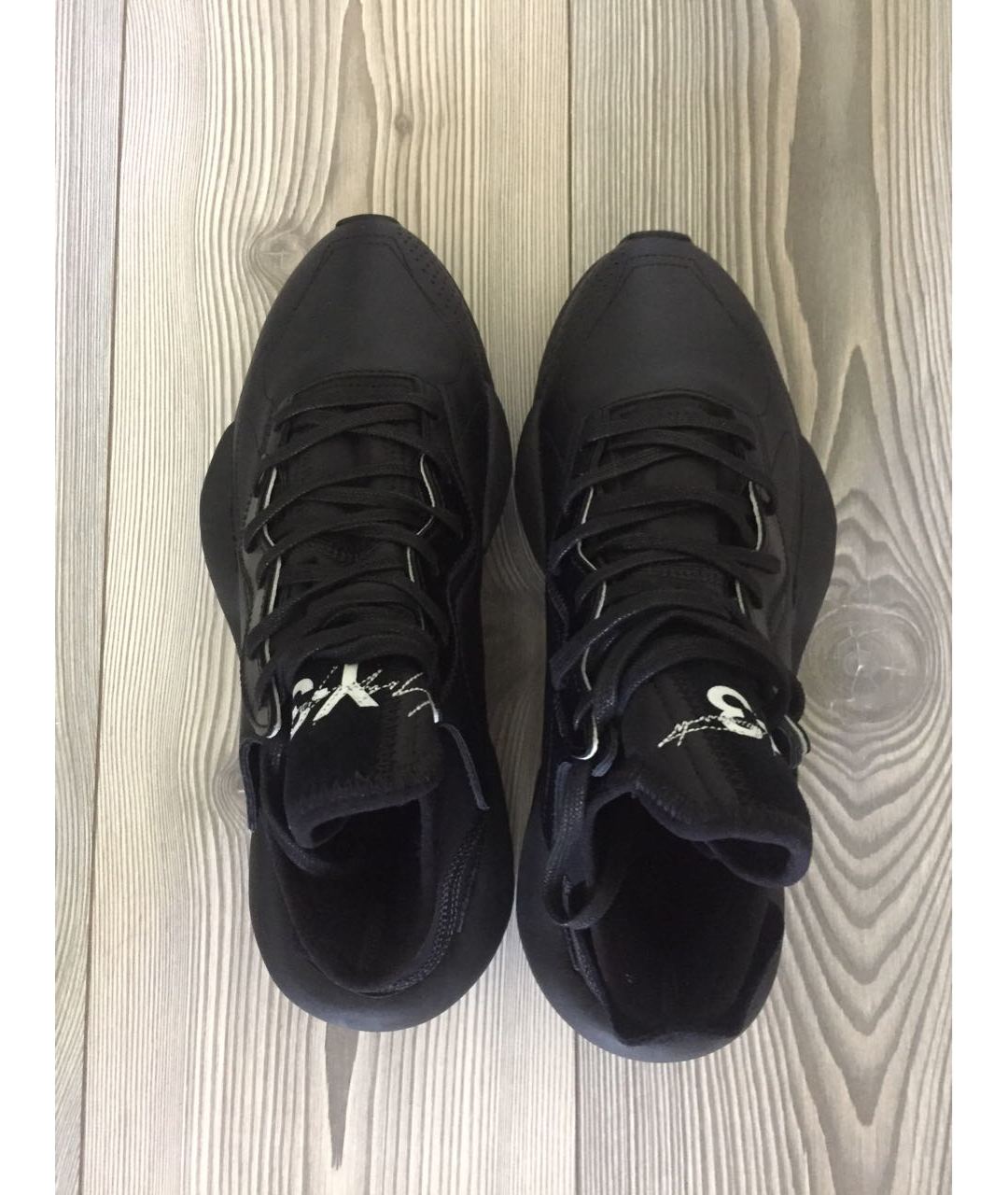 Y-3 Черные кожаные низкие кроссовки / кеды, фото 3
