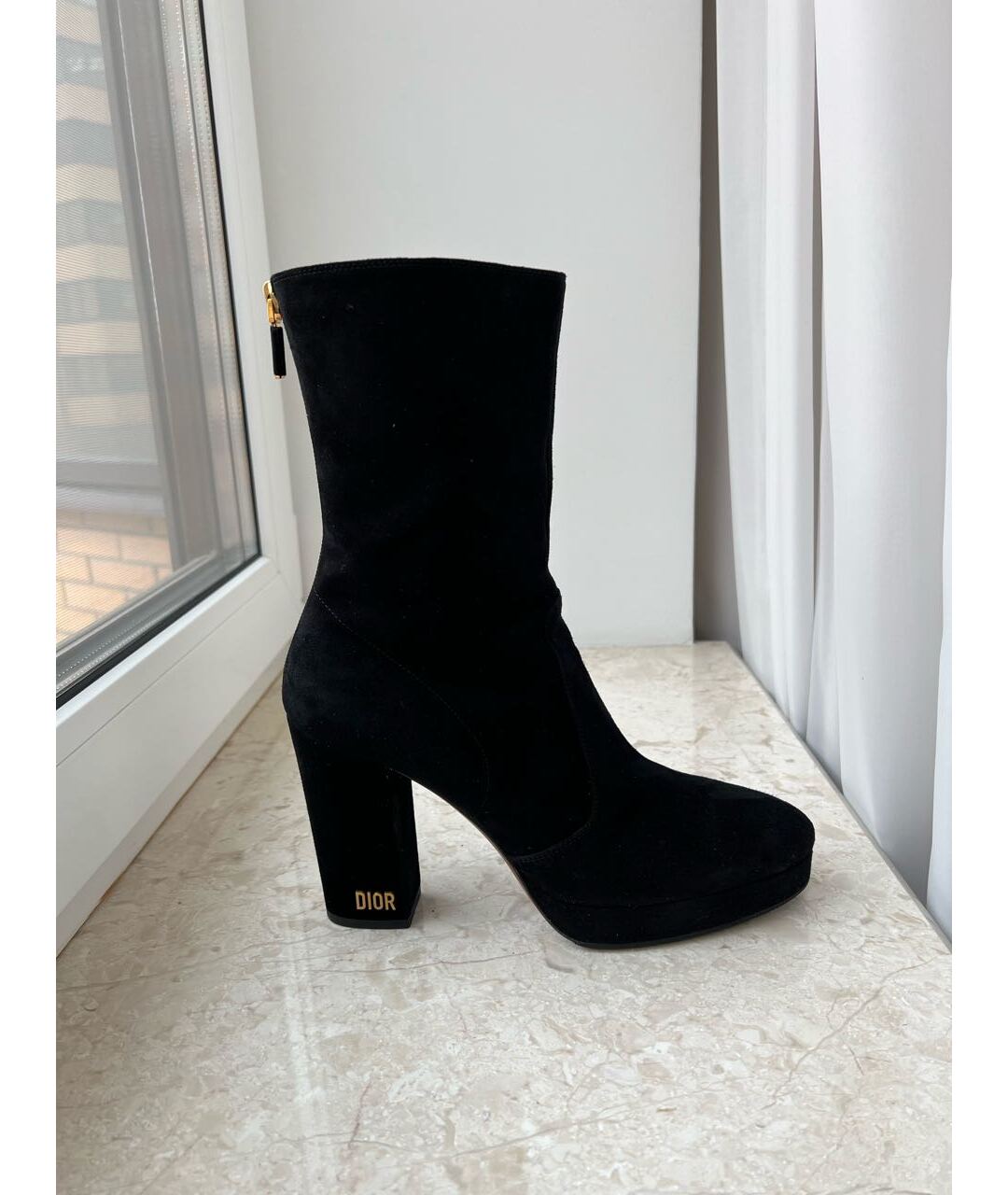 CHRISTIAN DIOR Черные замшевые ботильоны, фото 6