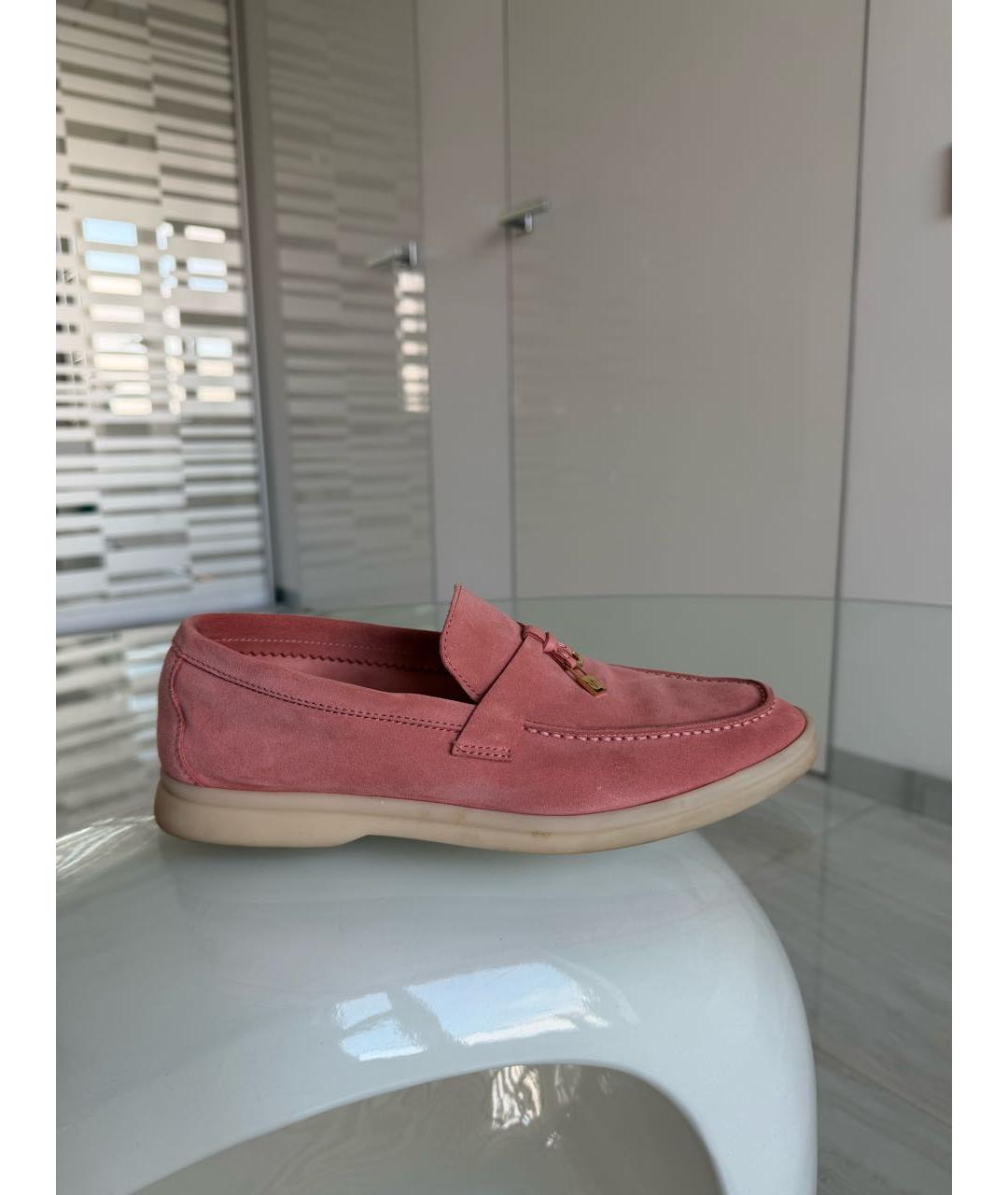 LORO PIANA Розовые замшевые лоферы, фото 8