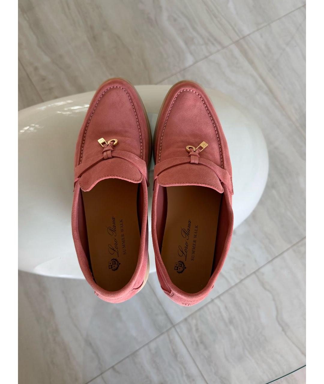 LORO PIANA Розовые замшевые лоферы, фото 3
