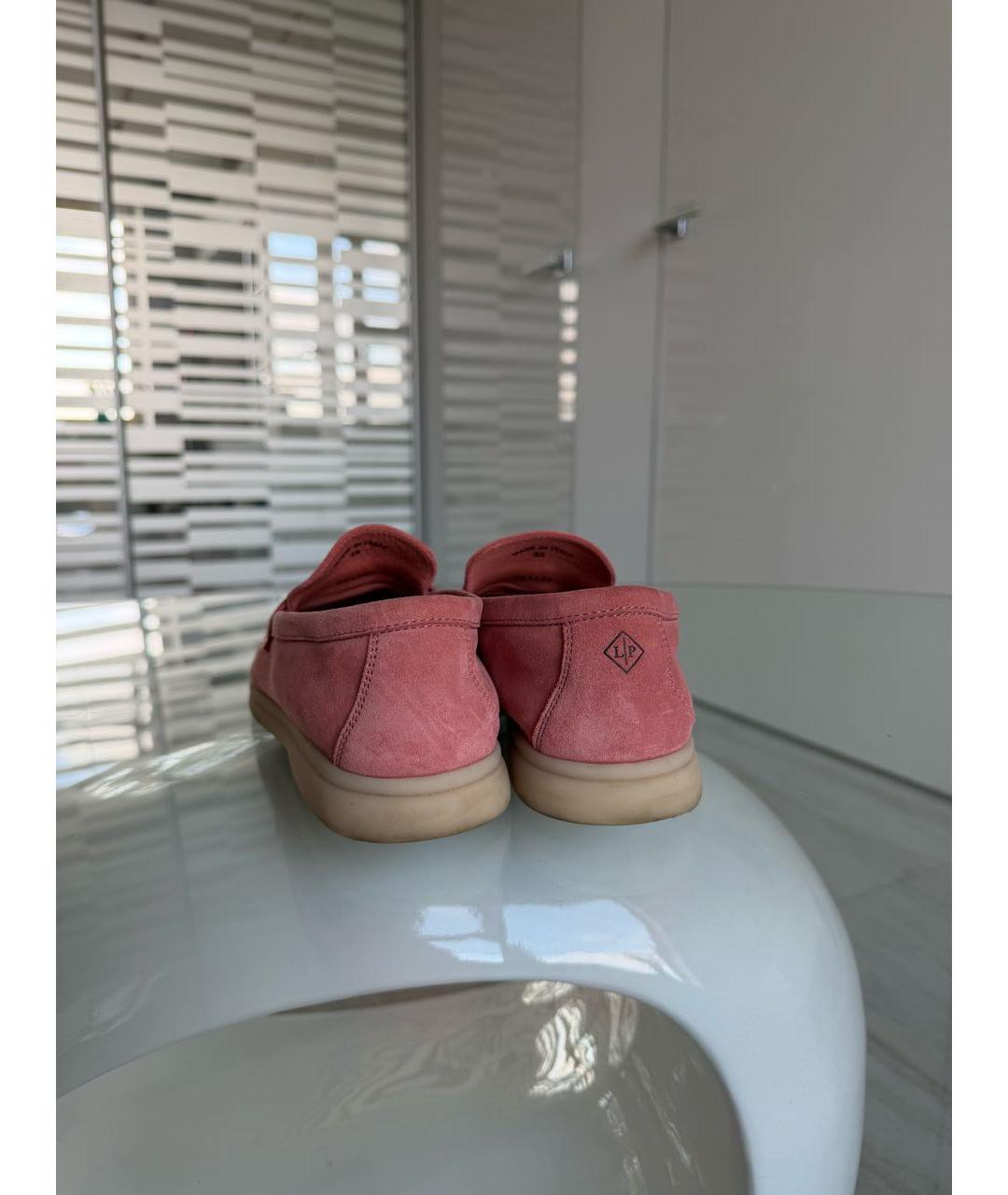 LORO PIANA Розовые замшевые лоферы, фото 4