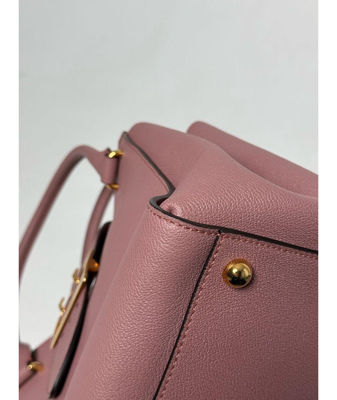 BURBERRY Розовая кожаная сумка с короткими ручками, фото 6