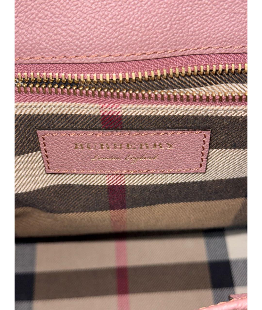 BURBERRY Розовая кожаная сумка с короткими ручками, фото 3