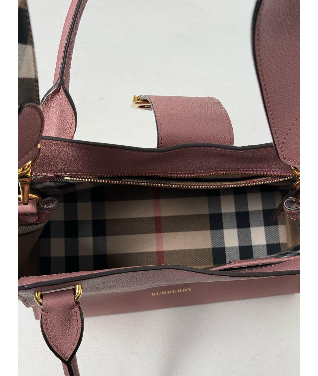 BURBERRY Розовая кожаная сумка с короткими ручками, фото 5