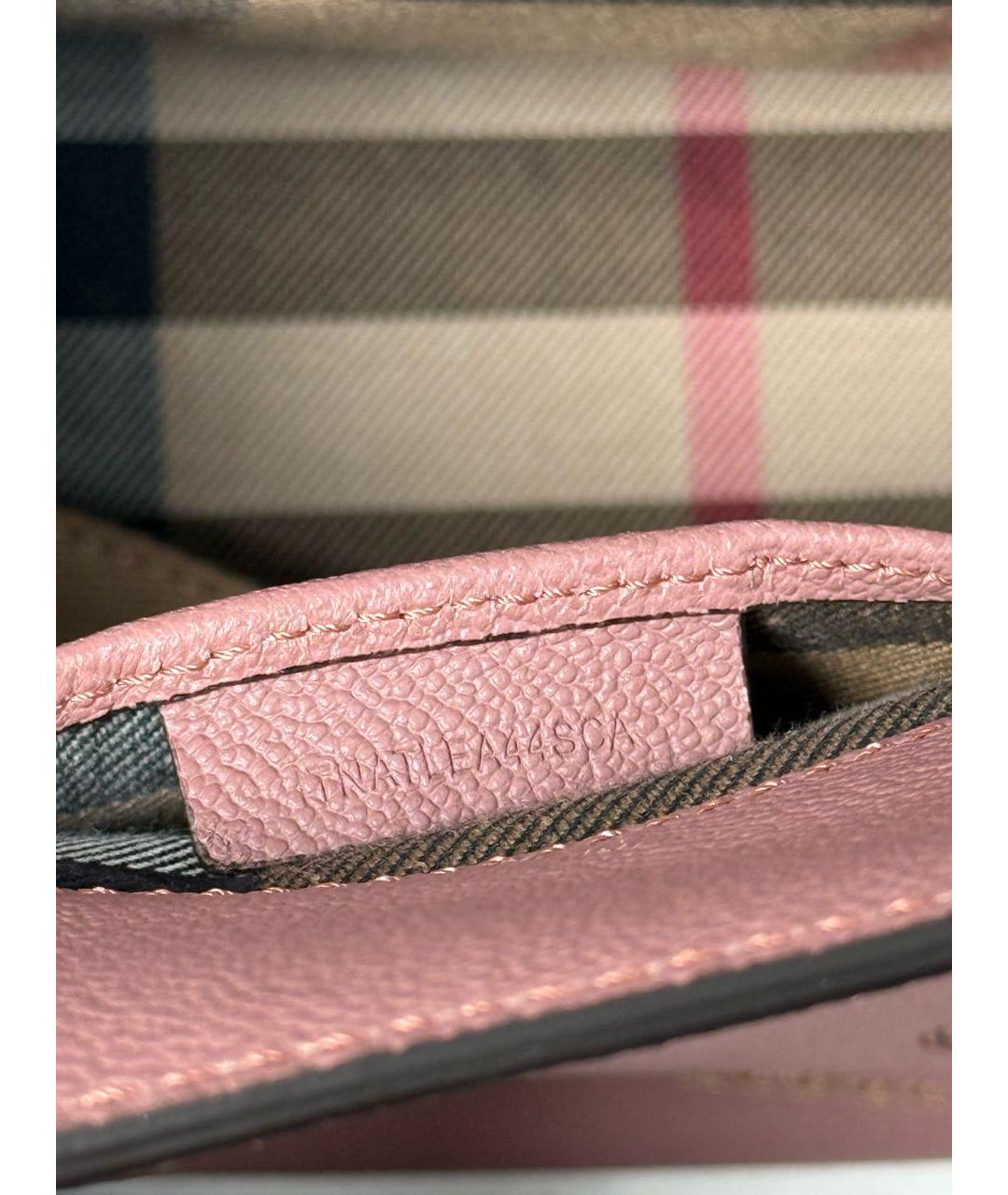 BURBERRY Розовая кожаная сумка с короткими ручками, фото 4