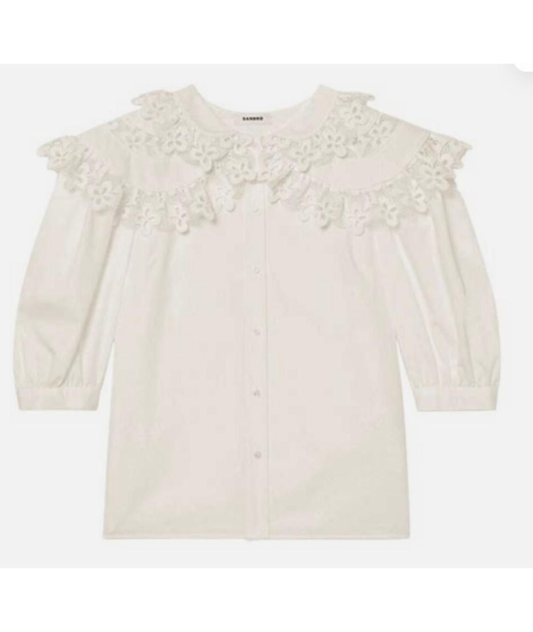 SANDRO Белая хлопковая блузы, фото 9