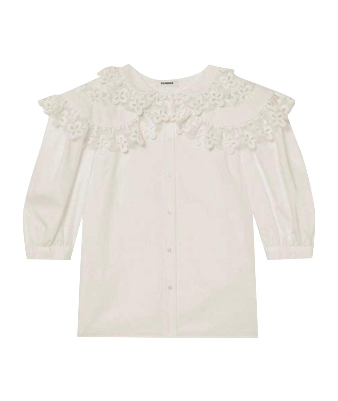 SANDRO Белая хлопковая блузы, фото 1