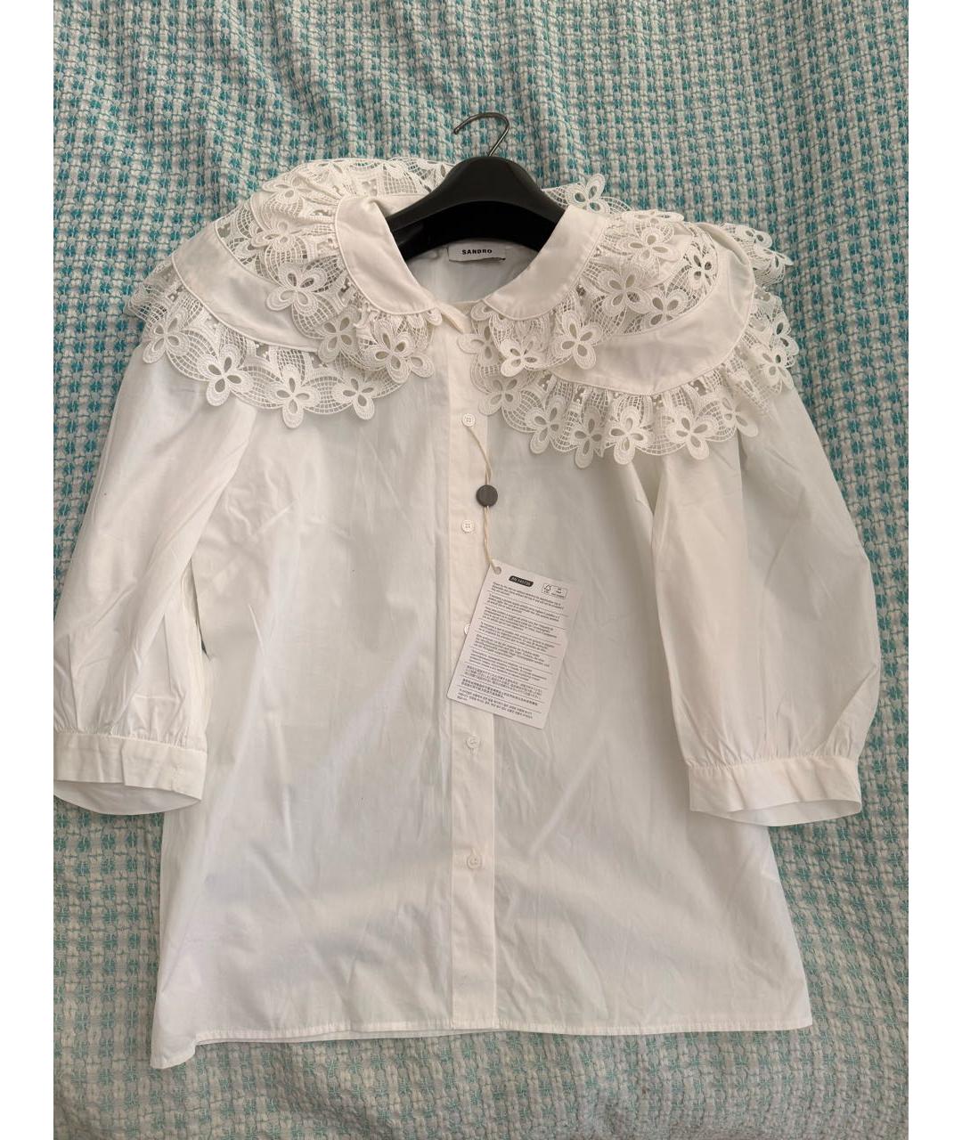 SANDRO Белая хлопковая блузы, фото 2