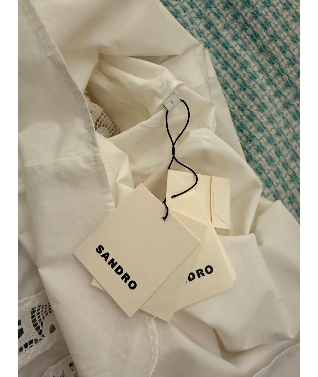 SANDRO Белая хлопковая блузы, фото 7
