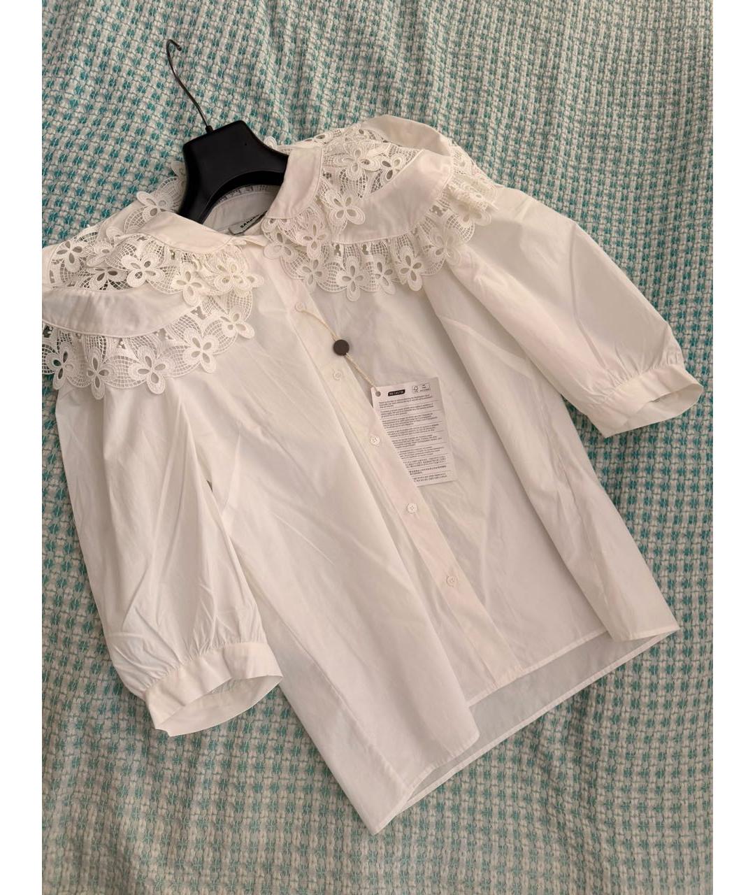SANDRO Белая хлопковая блузы, фото 6