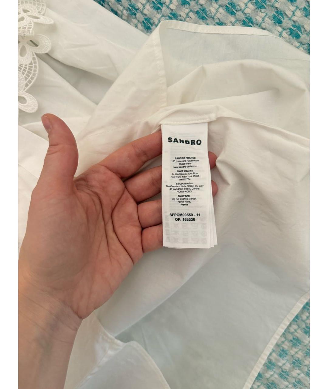 SANDRO Белая хлопковая блузы, фото 3