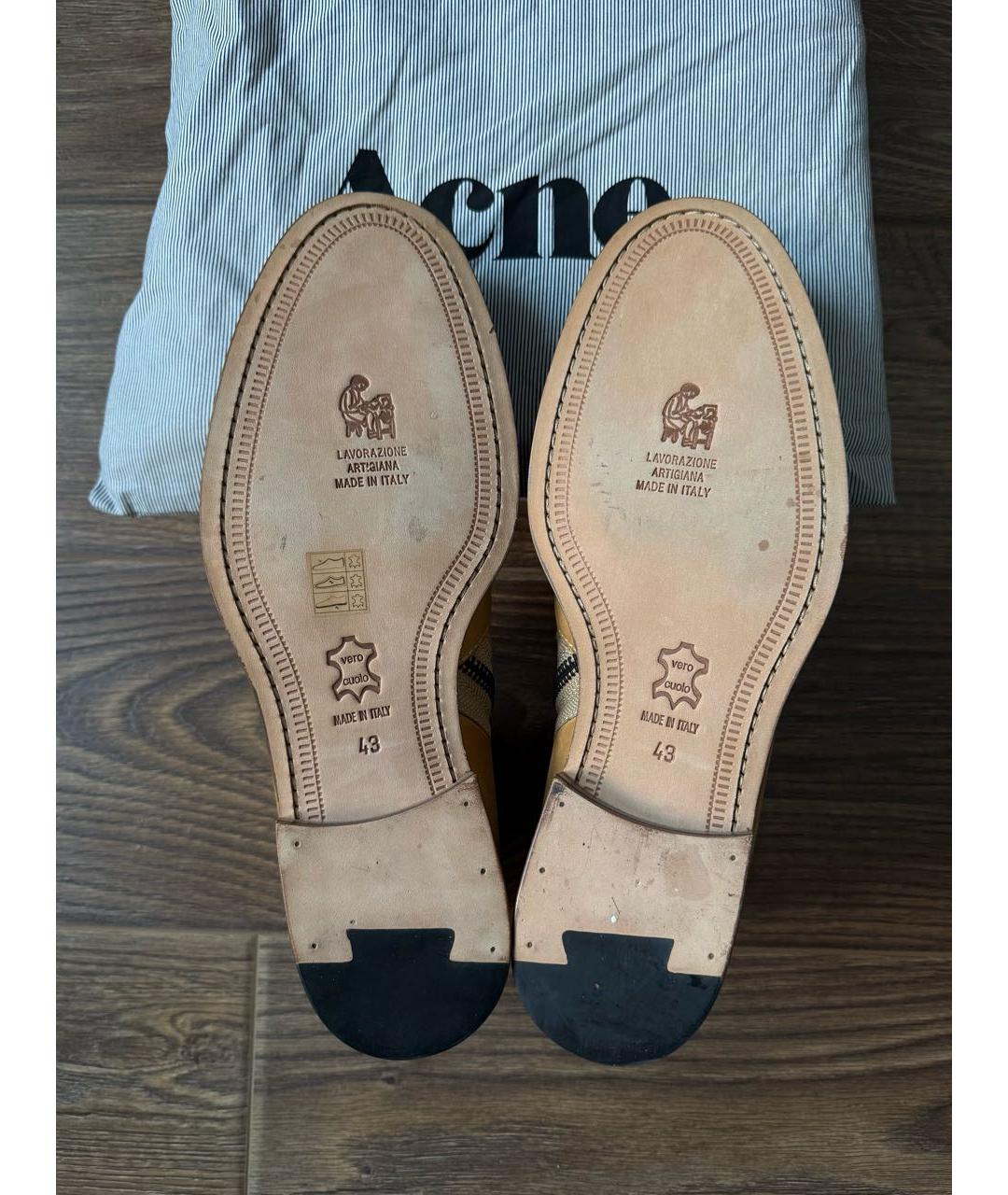 ACNE STUDIOS Горчичные нубуковые высокие ботинки, фото 6