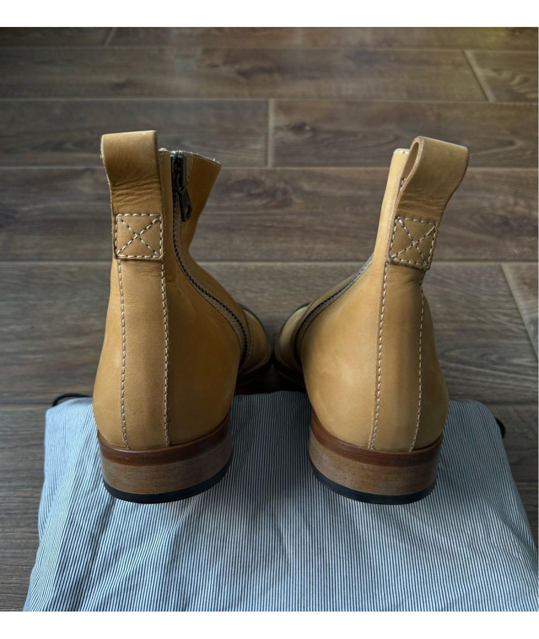 ACNE STUDIOS Горчичные нубуковые высокие ботинки, фото 4