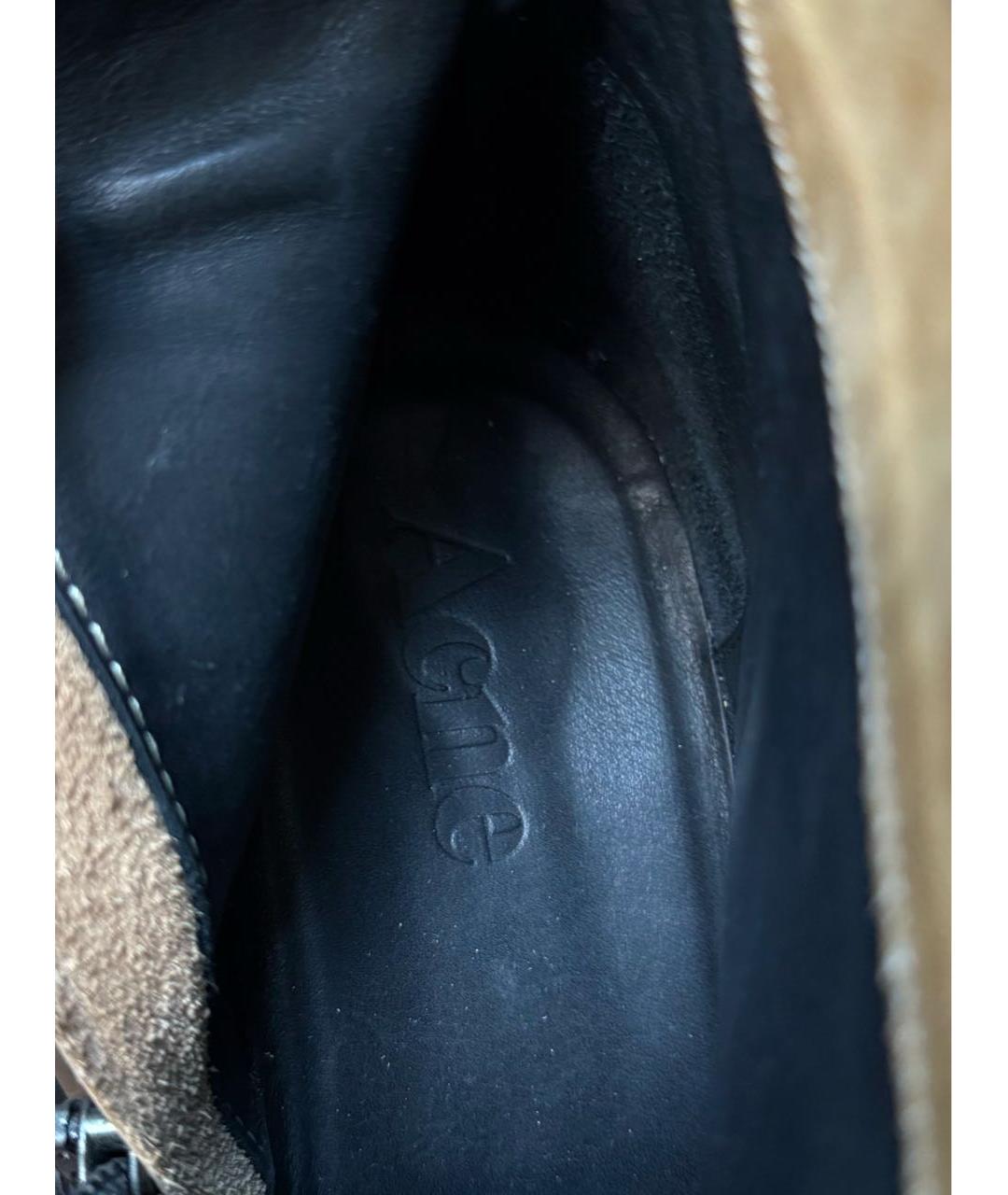 ACNE STUDIOS Горчичные нубуковые высокие ботинки, фото 3