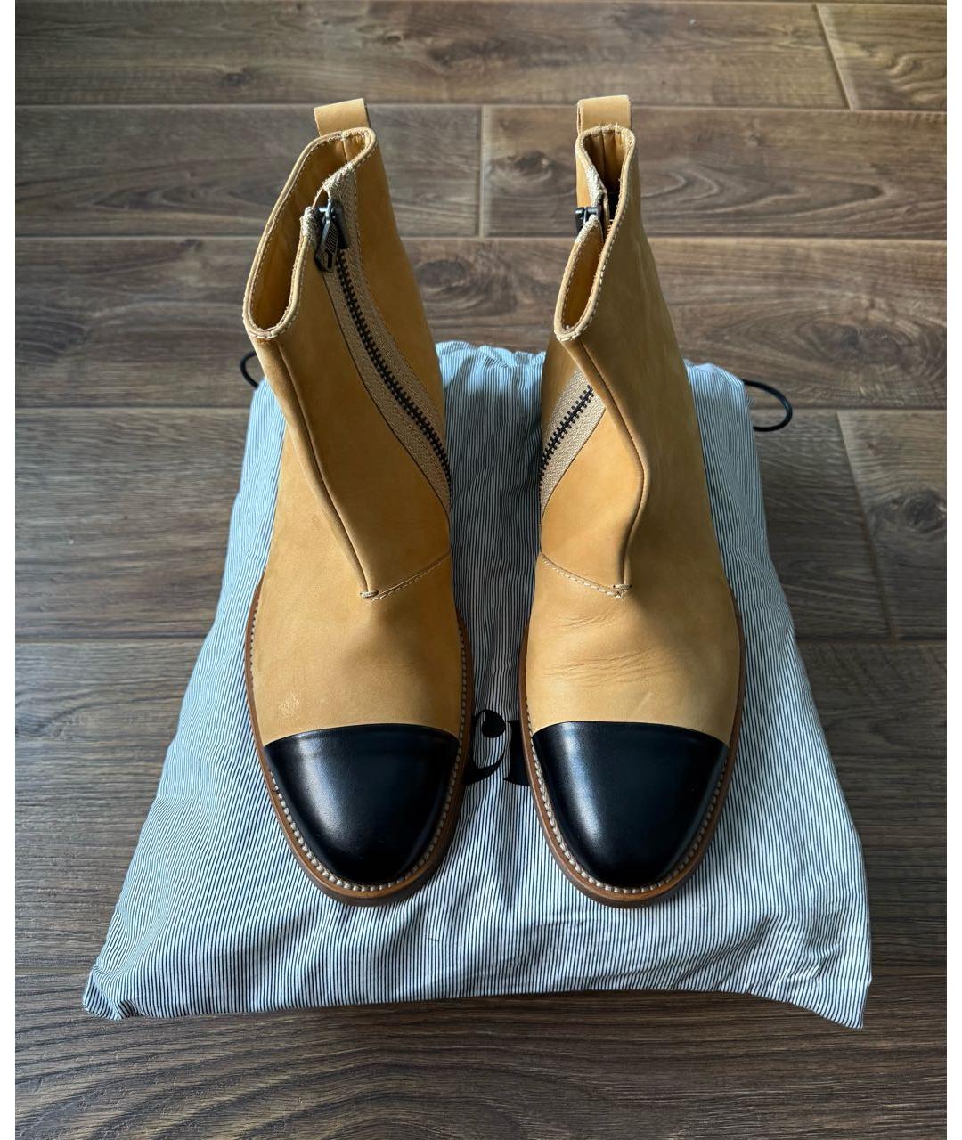 ACNE STUDIOS Горчичные нубуковые высокие ботинки, фото 2