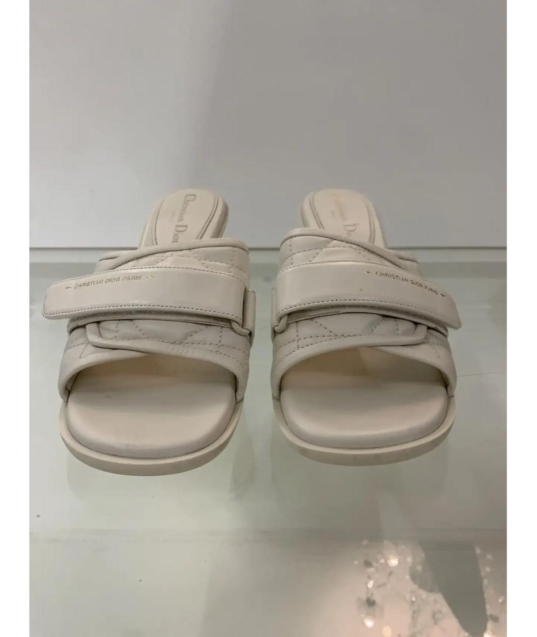 CHRISTIAN DIOR Бежевые кожаные сабо, фото 2