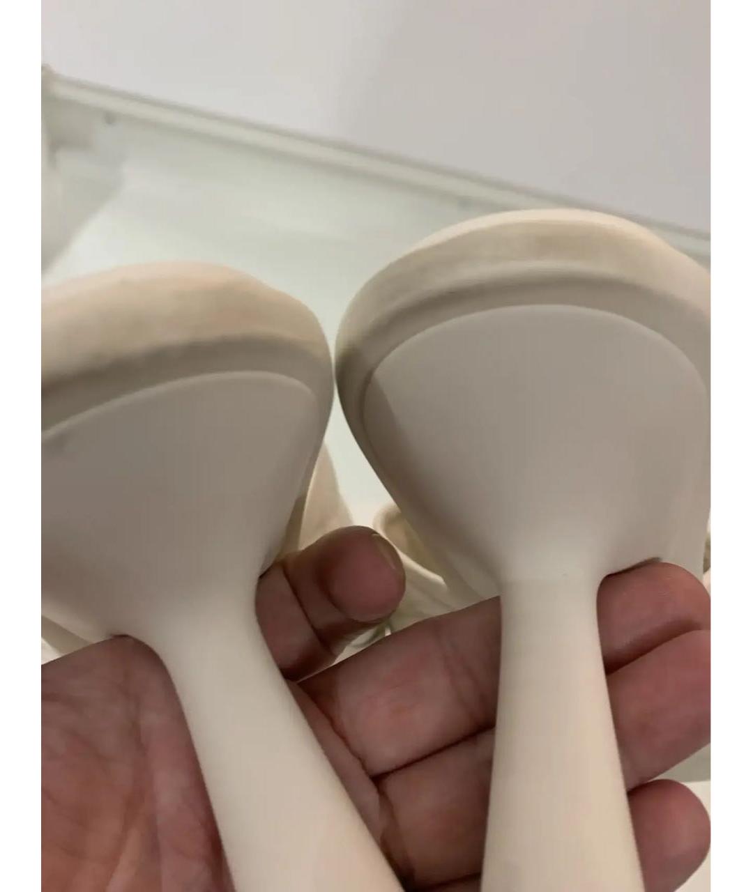 CHRISTIAN DIOR Бежевые кожаные сабо, фото 8