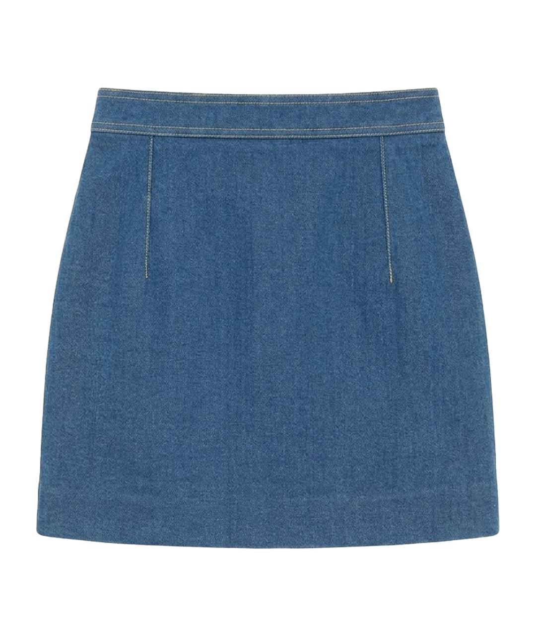 BALMAIN Синяя деним юбка мини, фото 1