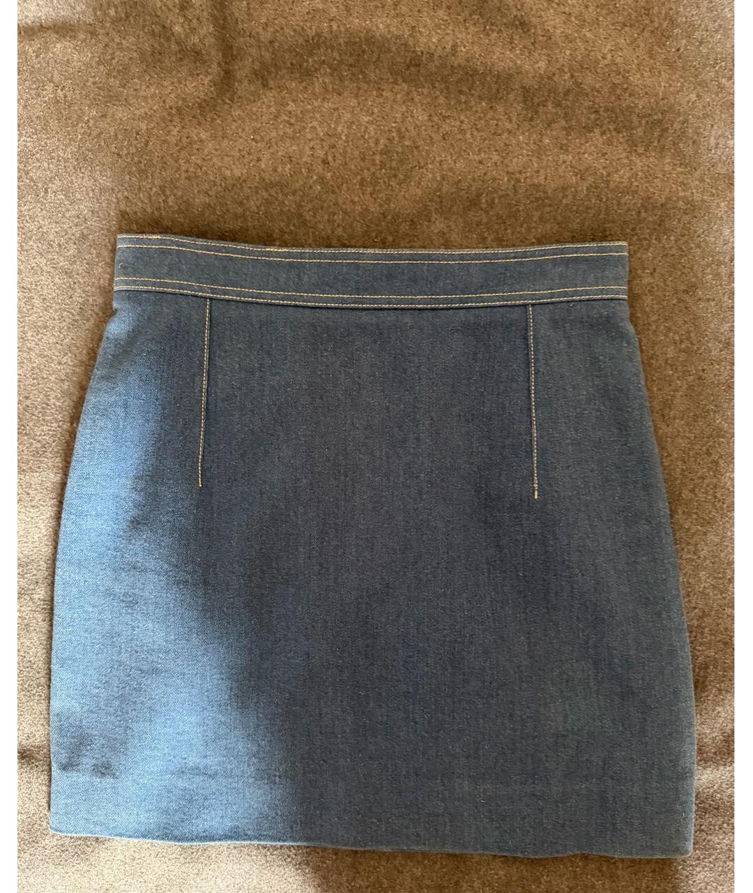 BALMAIN Синяя деним юбка мини, фото 4