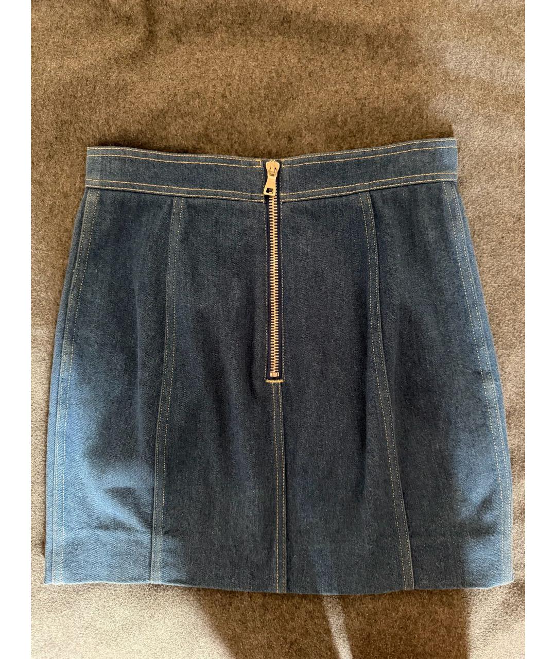 BALMAIN Синяя деним юбка мини, фото 2