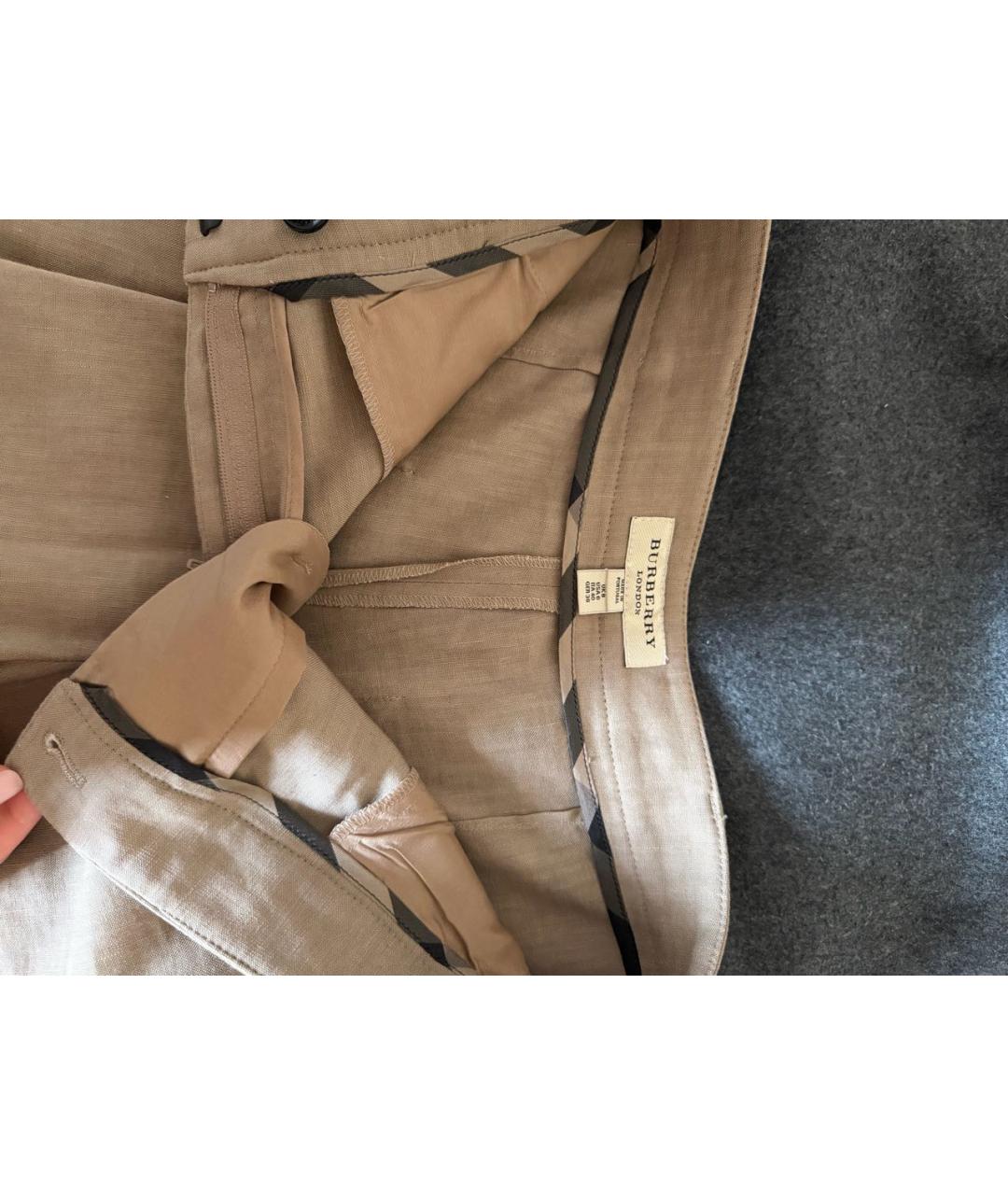 BURBERRY Бежевые льняные шорты, фото 3