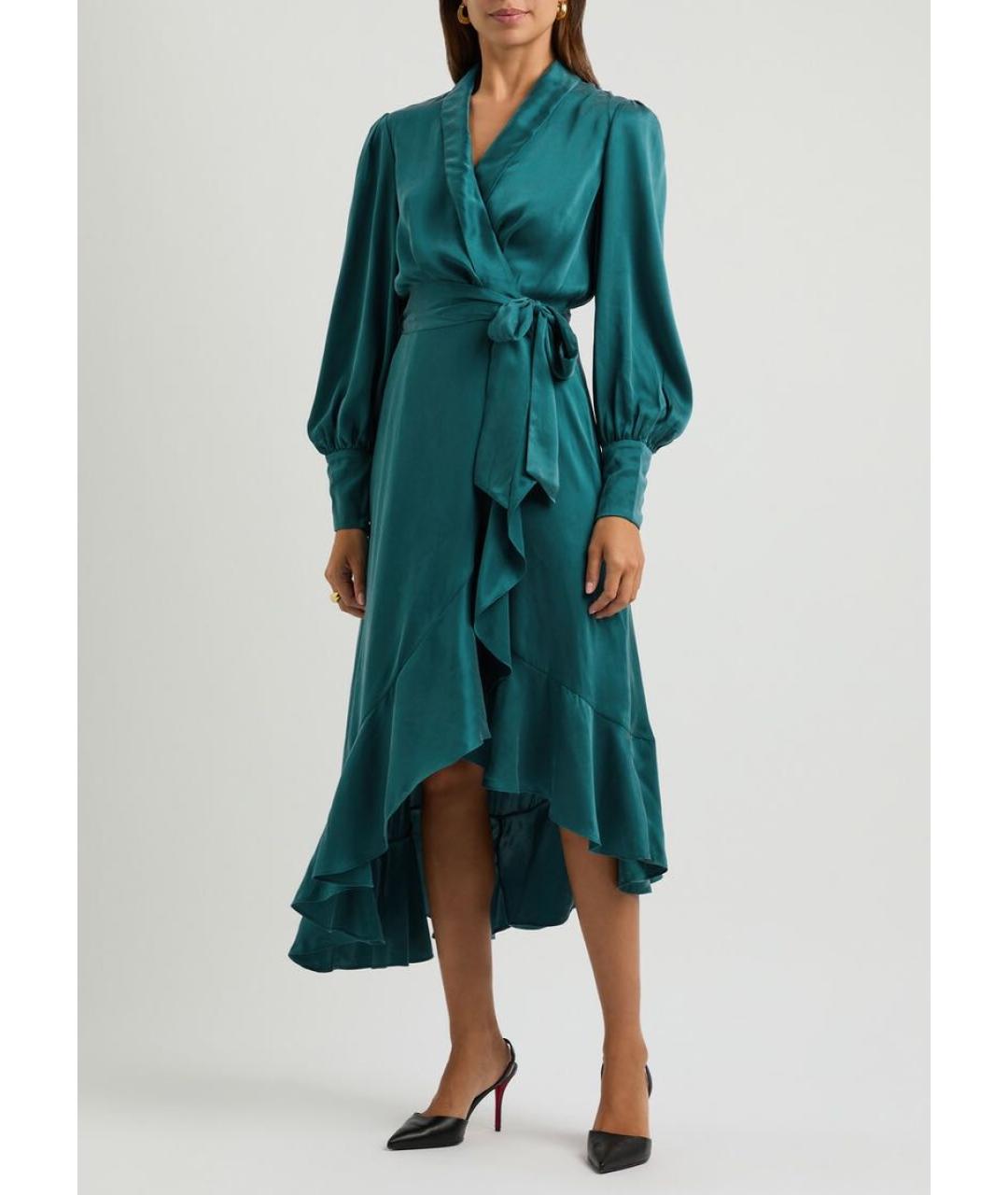 ZIMMERMANN Зеленые шелковое коктейльное платье, фото 5