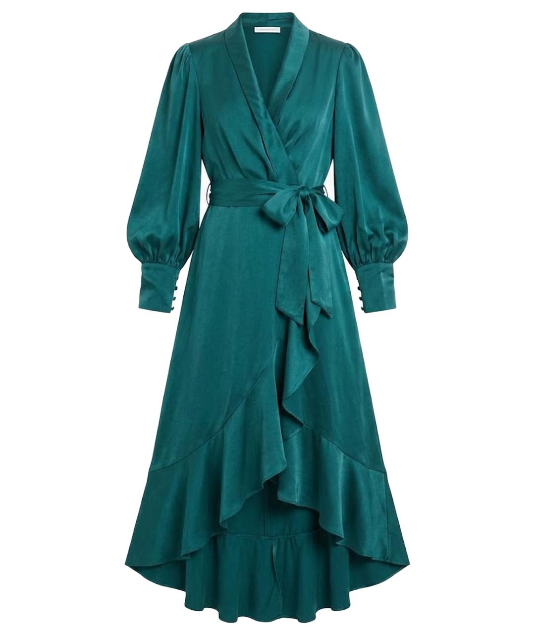 ZIMMERMANN Зеленые шелковое коктейльное платье, фото 1