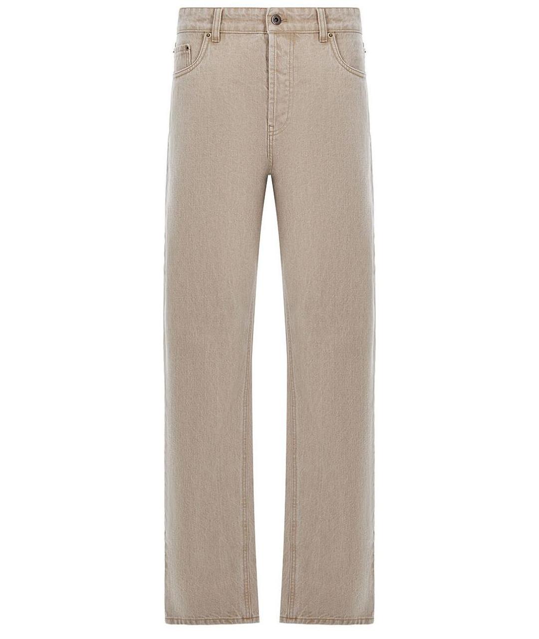 MIU MIU Бежевые хлопковые прямые джинсы, фото 1