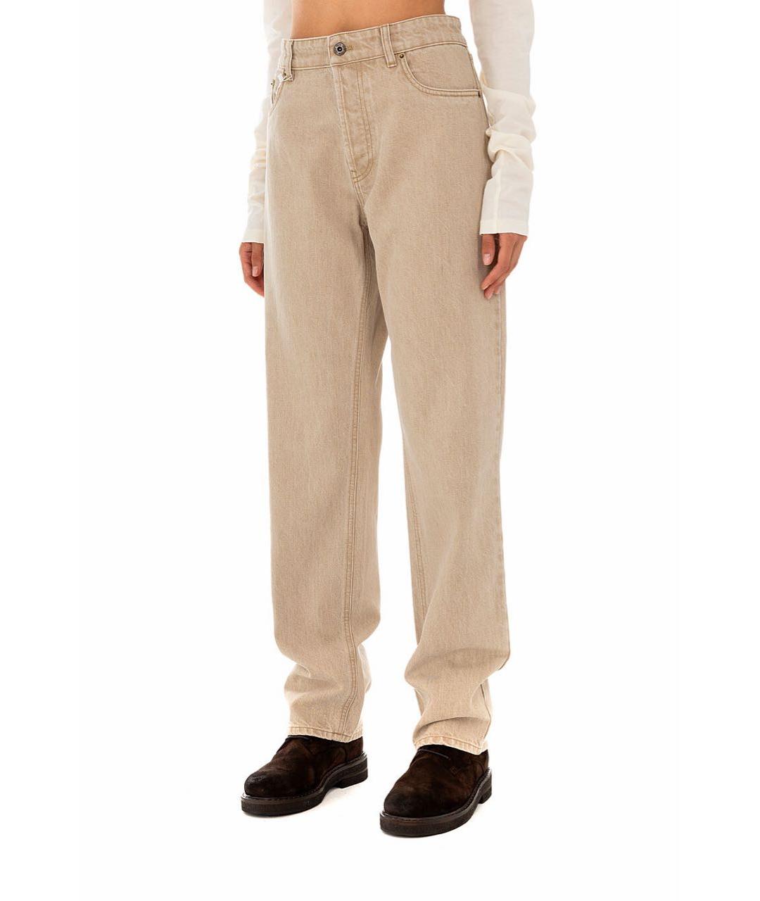 MIU MIU Бежевые хлопковые прямые джинсы, фото 7