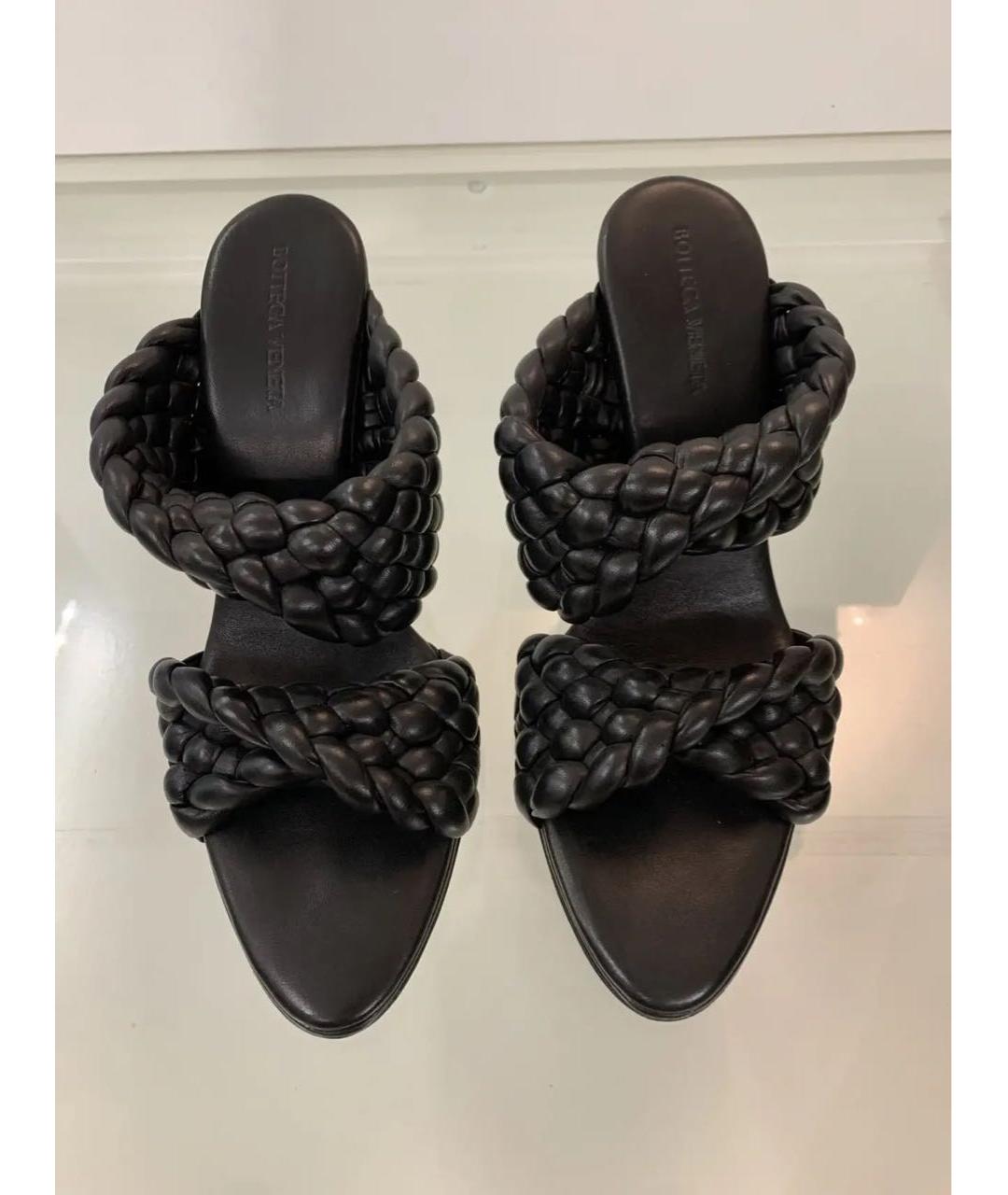 BOTTEGA VENETA Черные кожаные сабо, фото 2