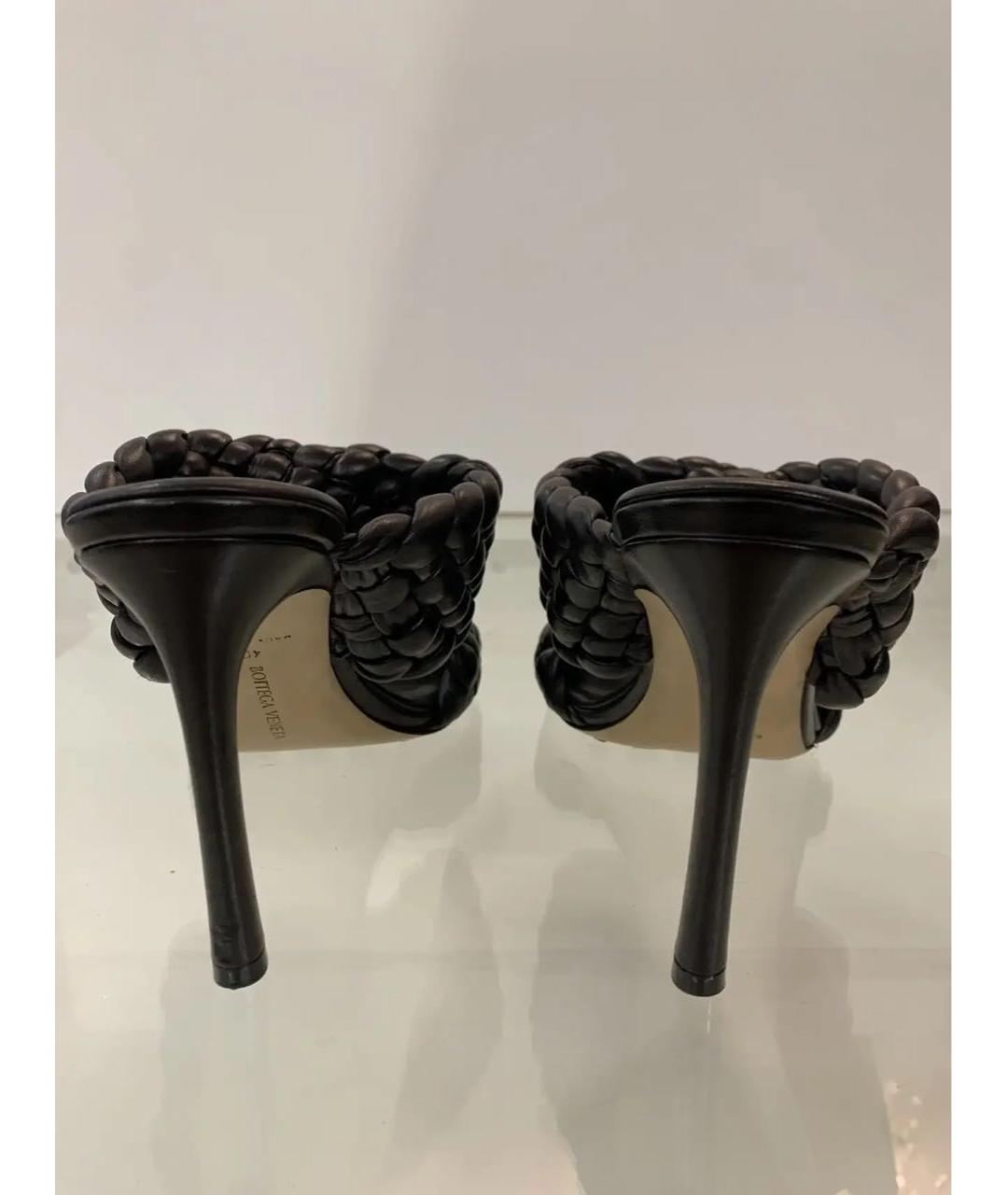 BOTTEGA VENETA Черные кожаные сабо, фото 4