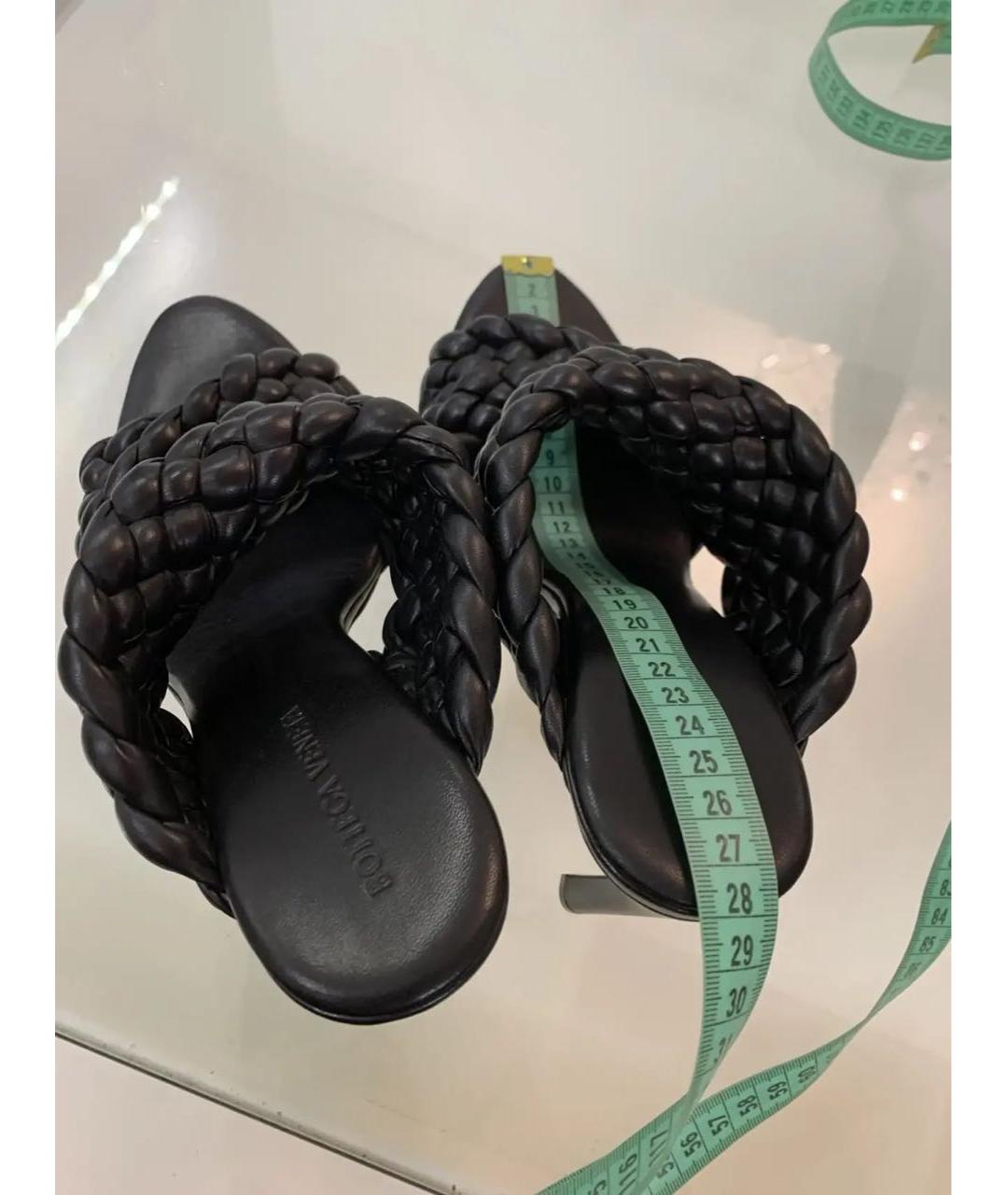 BOTTEGA VENETA Черные кожаные сабо, фото 5