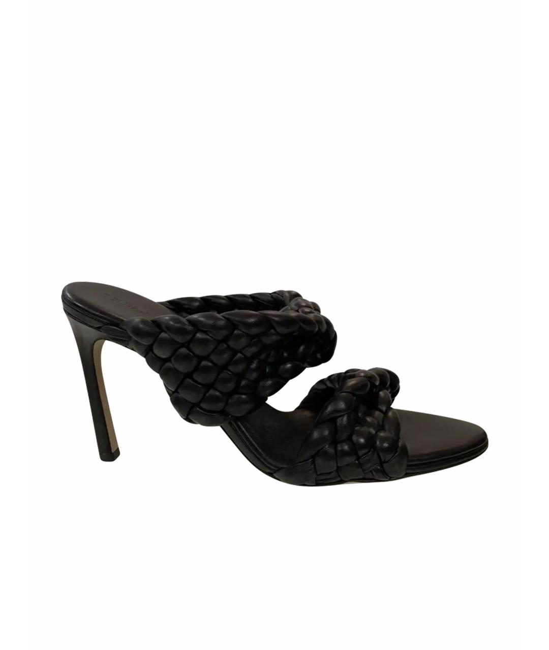 BOTTEGA VENETA Черные кожаные сабо, фото 1