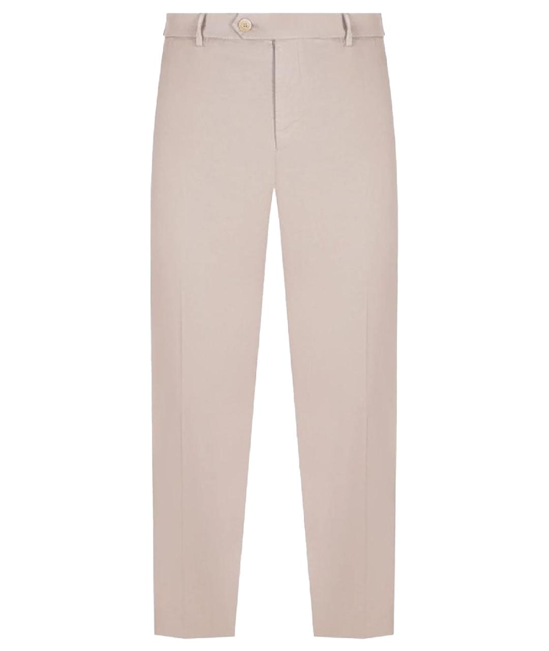 BRUNELLO CUCINELLI Бежевые хлопко-эластановые повседневные брюки, фото 1