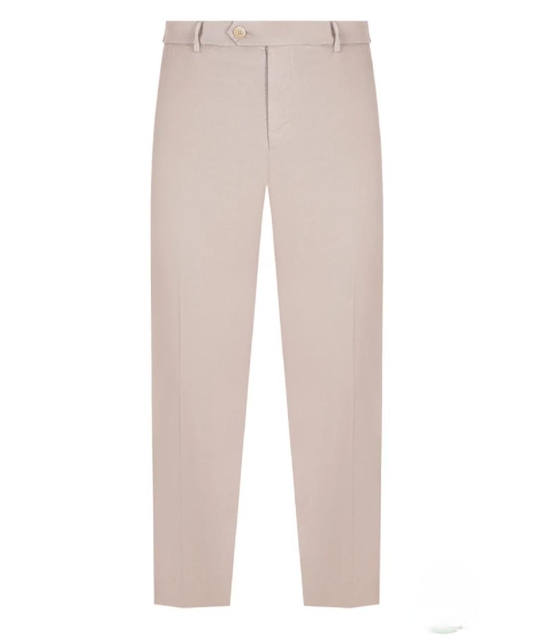 BRUNELLO CUCINELLI Бежевые хлопко-эластановые повседневные брюки, фото 10