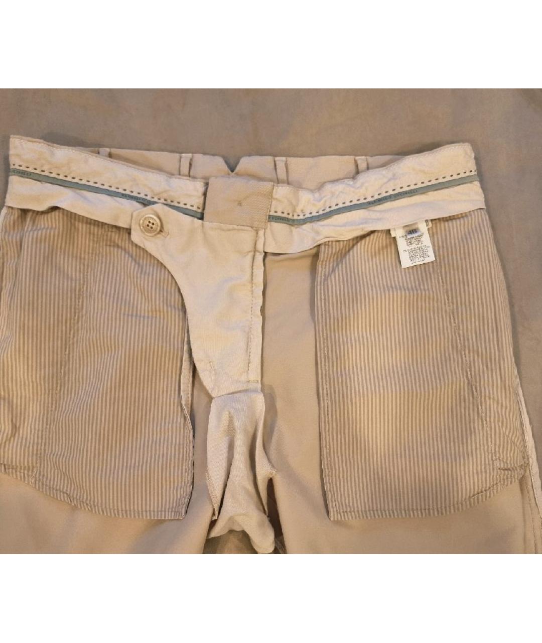 BRUNELLO CUCINELLI Бежевые хлопко-эластановые повседневные брюки, фото 5