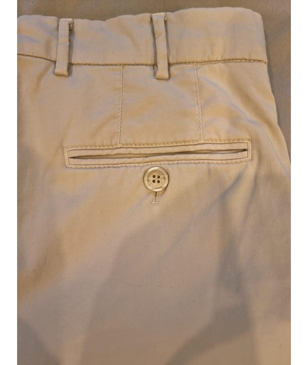 BRUNELLO CUCINELLI Бежевые хлопко-эластановые повседневные брюки, фото 4