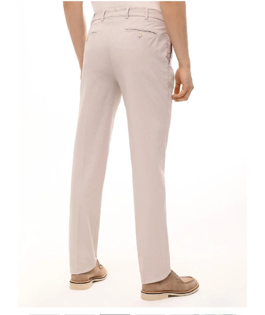 BRUNELLO CUCINELLI Бежевые хлопко-эластановые повседневные брюки, фото 6