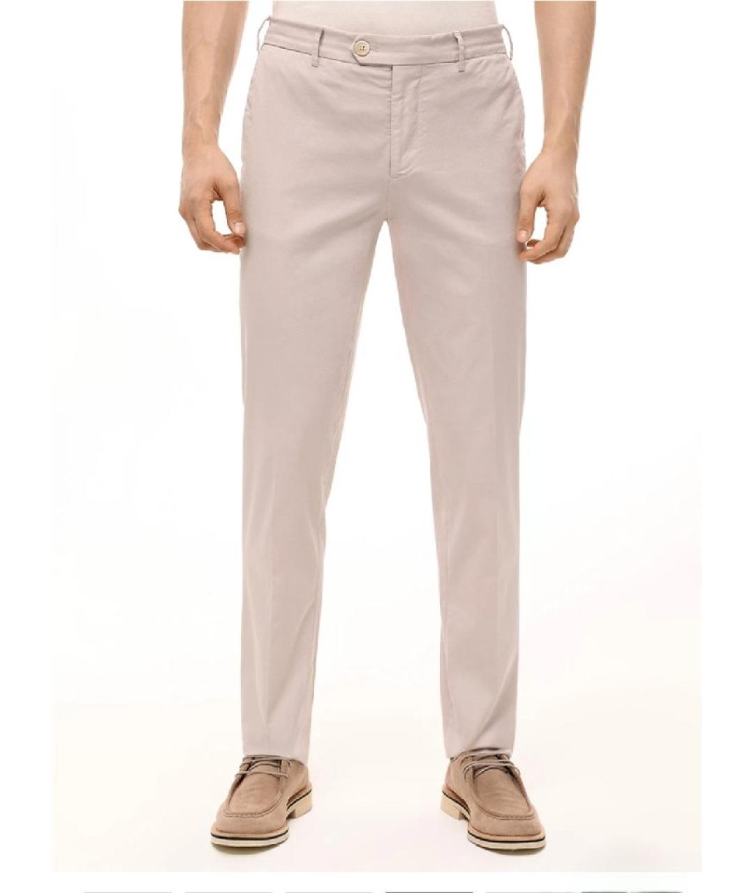 BRUNELLO CUCINELLI Бежевые хлопко-эластановые повседневные брюки, фото 7