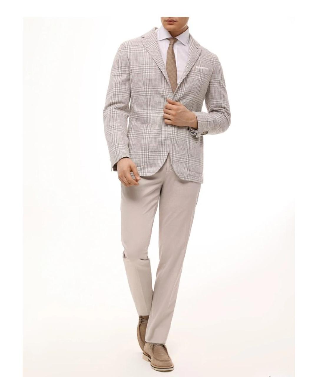 BRUNELLO CUCINELLI Бежевые хлопко-эластановые повседневные брюки, фото 8