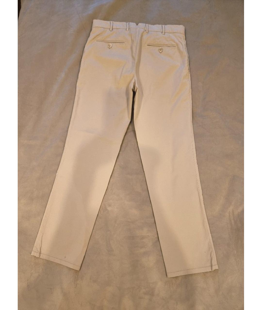 BRUNELLO CUCINELLI Бежевые хлопко-эластановые повседневные брюки, фото 2