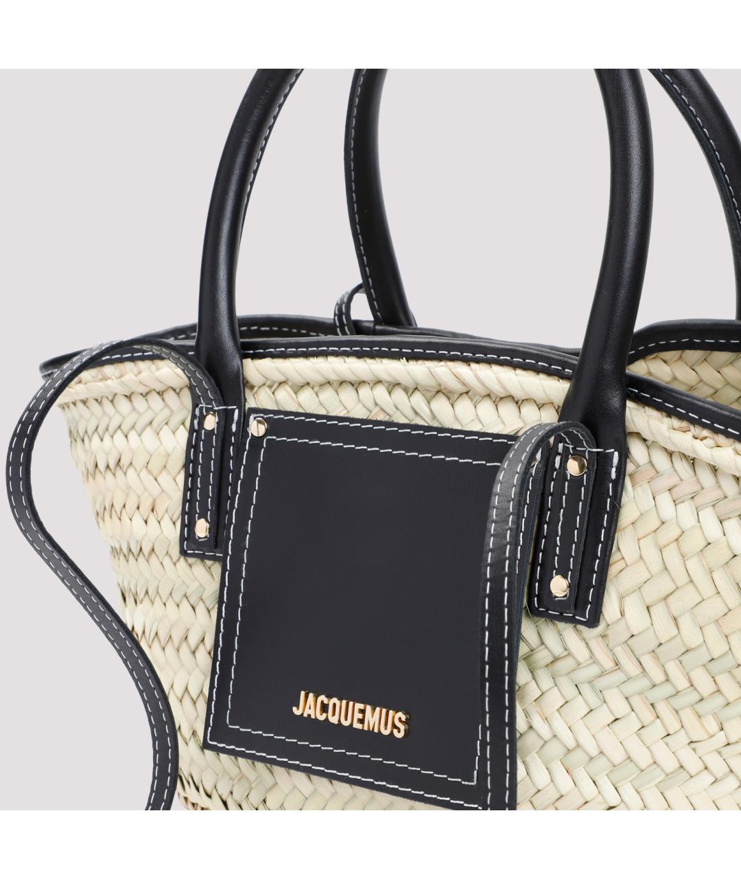 JACQUEMUS Бежевая пелетеная сумка тоут, фото 4