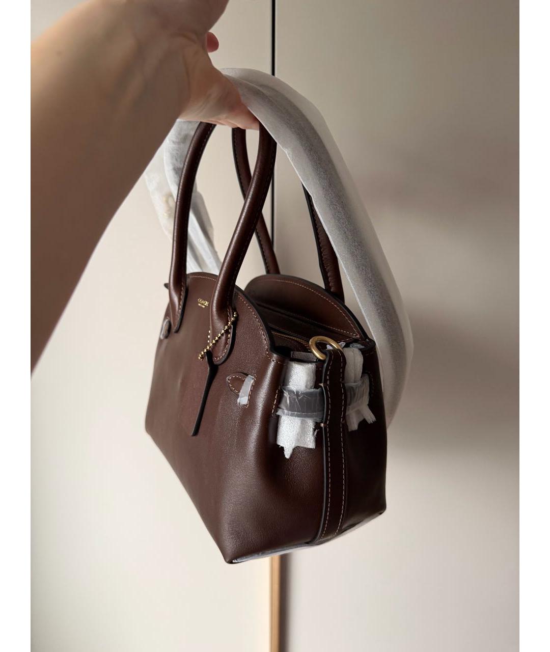 COACH Коричневая кожаная сумка через плечо, фото 2