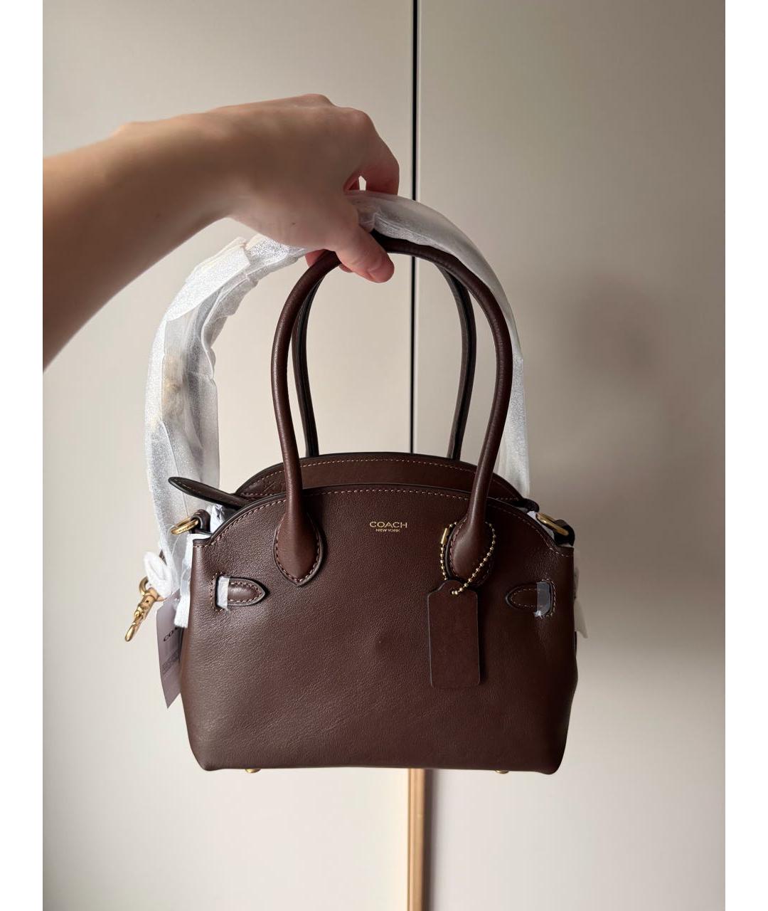 COACH Коричневая кожаная сумка через плечо, фото 3