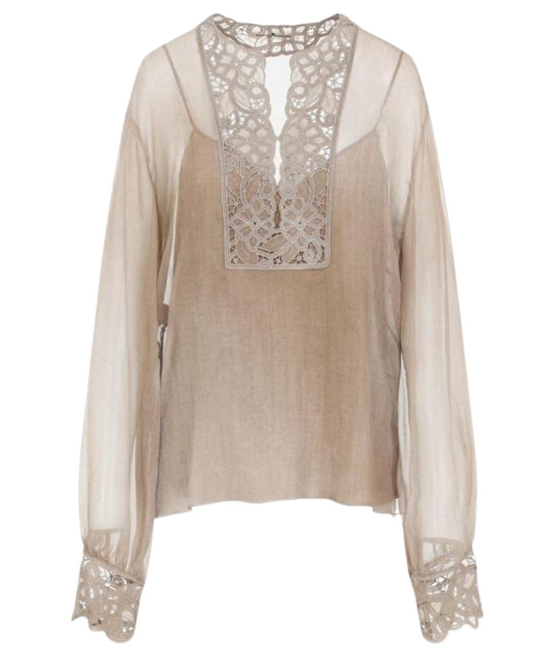 ERMANNO SCERVINO Бежевая шелковая блузы, фото 1